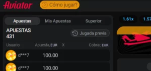 Una captura de pantalla del juego Aviator con panel de estadísticas